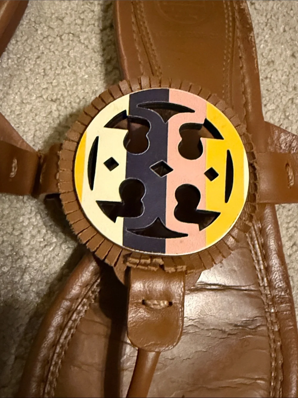 Tory Burch Miller Fringe Sandals Calf Leather Made In Brazil Size 6M